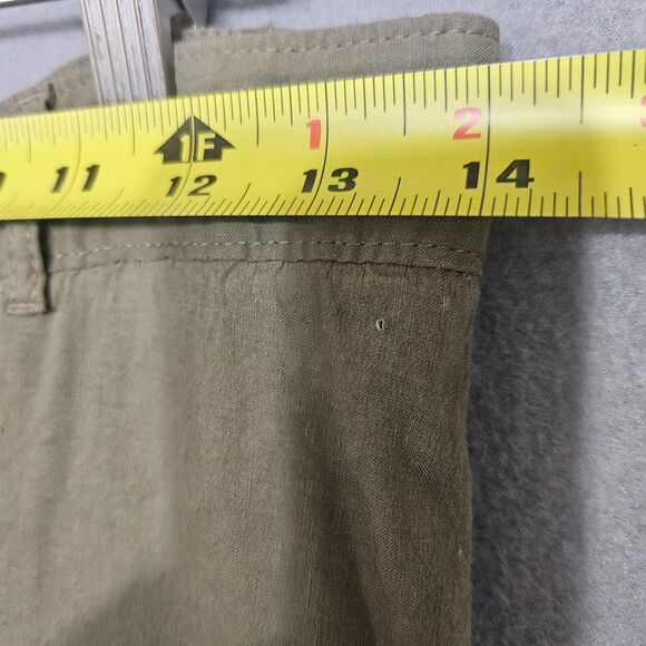 theory Sz 2 Linen Blend Safari Shorts Bermuda Legnth Cuffed Roll Tab Drab Green - Picture 7 of 8